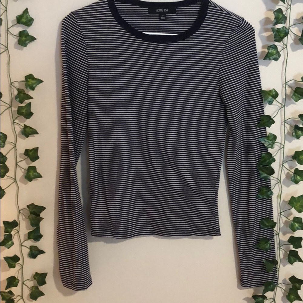 Navy and White Striped Long Sleeve